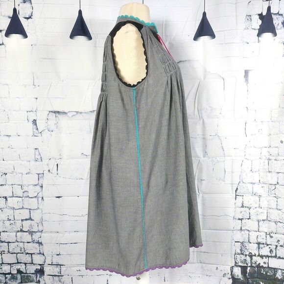 Anthropologie Gray Dress with Pink and Yellow Accents - Picture 4 of 12